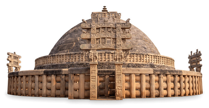 Sanchi stupa with white background