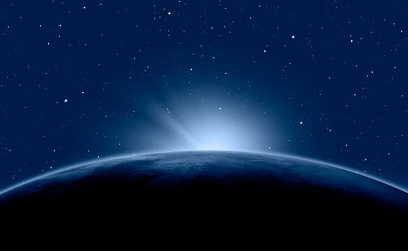 Planet Earth with a spectacular sunset "Elements of this image furnished by NASA"