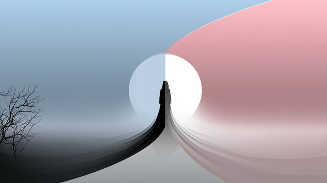 Modern Pastel Wall Art Design with Vertical Panels, Yellow Mint Circle and Clean Copy Space
