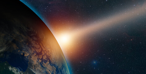 Attack of the asteroid (meteor) on the Earth "Elements of this image furnished by NASA  © muratart