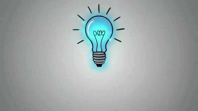 Glowing light bulb rising above others in a digital animation motion graphic representing creative thinking and innovative business leadership concepts