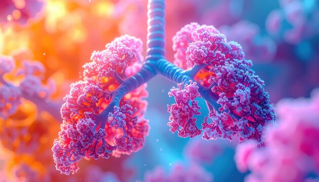 Detailed Microscopic View of Healthy Human Lung Tissue Structure