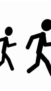 Black stick figure running icon on white background