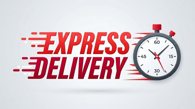 Express Delivery Typography with Clock and Speed Lines