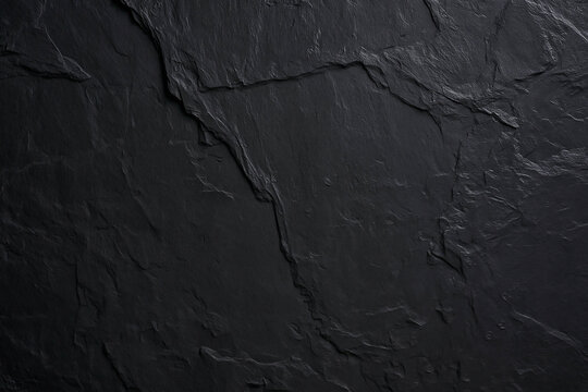 Smooth dark black slate texture surface with cracks