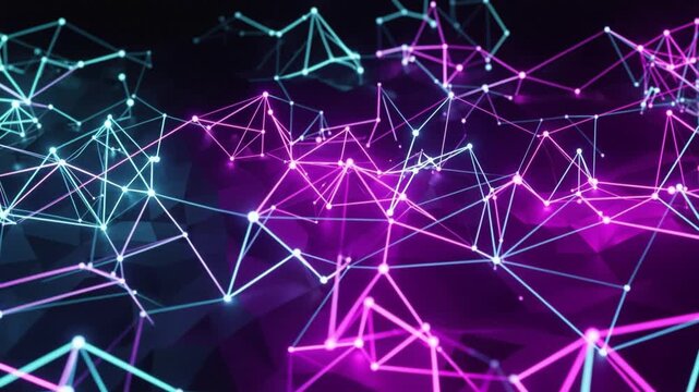 Neural lowpoly AI futuristic neon network of abstract connection background