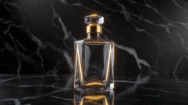 perfume bottle on black background