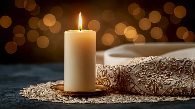 christmas candles on a wooden background