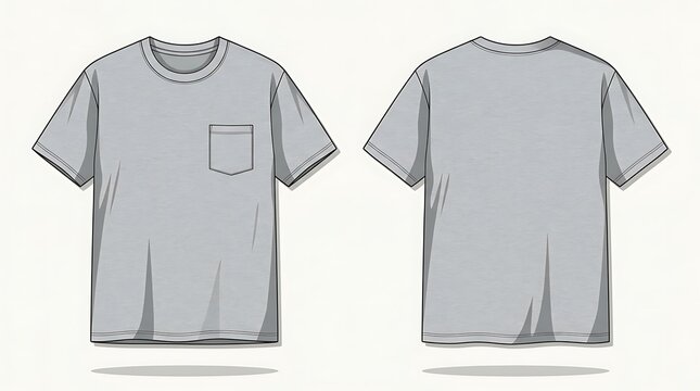 Minimalist gray short sleeve t-shirt with small chest pocket
