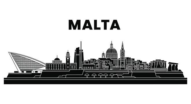 Malta cityscape features historic buildings and modern architecture