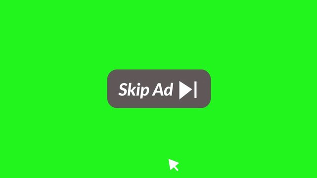 Skip Ad Countdown Button Animation with Cursor Click on transparent background ,Mouse cursor clicking a Skip Ad button, skip Ad  animation with Alpha Channel in 4K