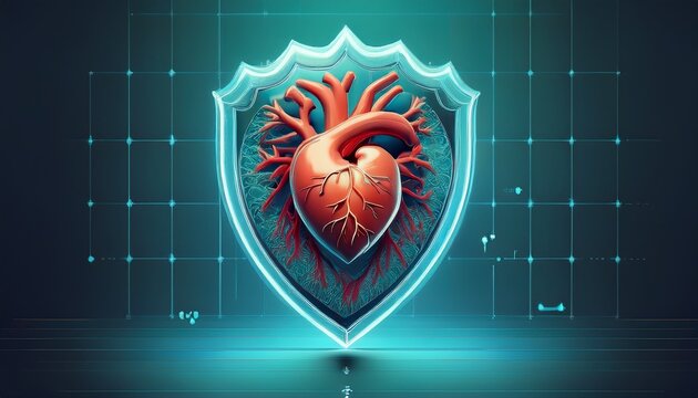 healthcare shield protecting heart healthcare protection heart medical expense medical bill cost burden health insurance financial stress cardiovascular health patient care concept with anatomical