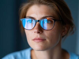 Fototapeta premium Financial analyst monitoring global market trends home office digital portrait nighttime close-up professional insight