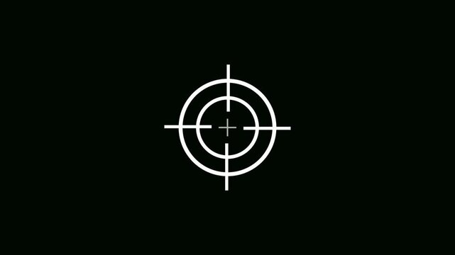 Target icon animation with black background.Target and arrow icon. Military training , Military target icon animation