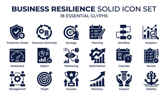 Icons illustrate business resilience.
