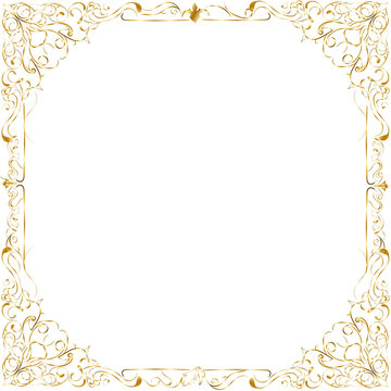 Premium gold, arabesque, frame, Ottoman style, saz leaf, royal gold, copy space included.