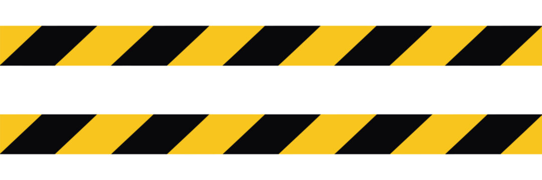 Distressed yellow and black barricade tape, isolated warning stripe element for construction, hazard, safety, industrial and caution design