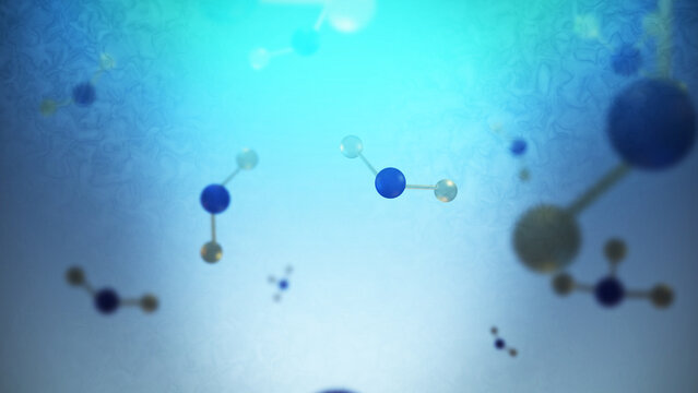 Ammonia Molecules Floating in Cinematic Blue World
