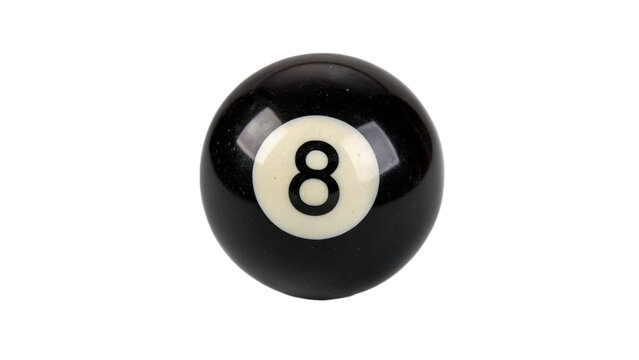 Classic black number eight billiard pool ball isolated on a transparent background