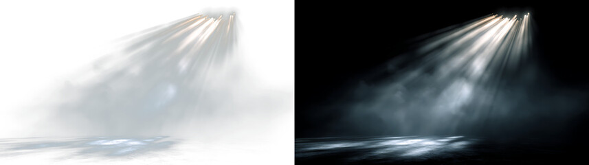 Naklejka premium Cinematic white spotlight with volumetric rays and glow PNG