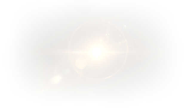 Realistic sun rays with warm glow and lens flare PNG