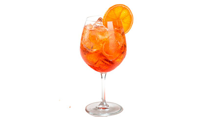 Refreshing orange Aperol Spritz cocktail beverage with an orange slice isolated on transparent background © Hanna