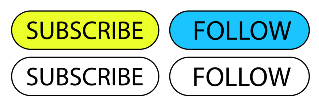 Subscribe button vector. Follow me button