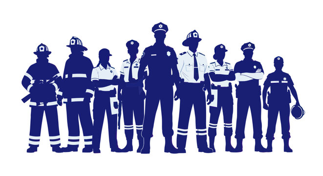 Group of diverse emergency first responders and public safety officers