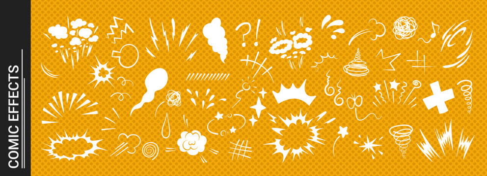 Explosive doodle comic action scene featuring dynamic burst effect vector illustration set. Bold cartoon doodle style hand-drawn motion lines and powerful impact graphics perfect for superhero design.