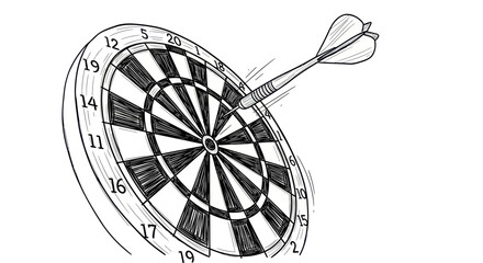 Hand drawn dart hitting the bullseye on a target board © felen