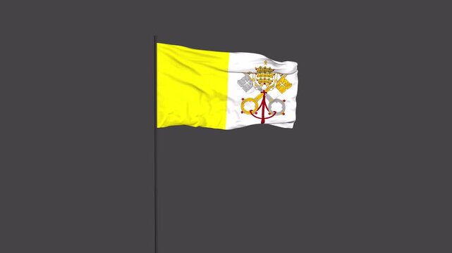 Vatican City State Flag Animation 4K Transparent Background with Alpha Channel