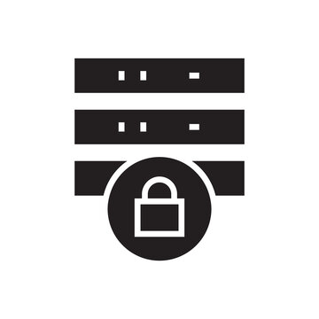Secure Server Database Lock Solid Vector Icon