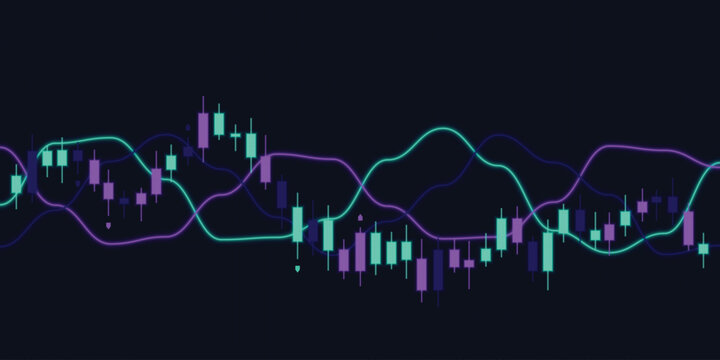 Crypto Candlestick Chart Vector in Aurora Borealis Color Palette Theme