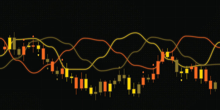 Crypto Candlestick Chart Vector in OLED Luxury Gold Color Palette Theme
