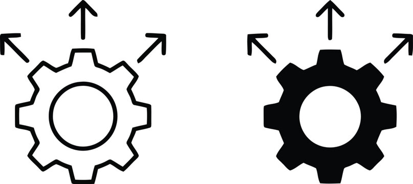 Gear cog with arrows vector illustration, Gear cog with arrows icon set 