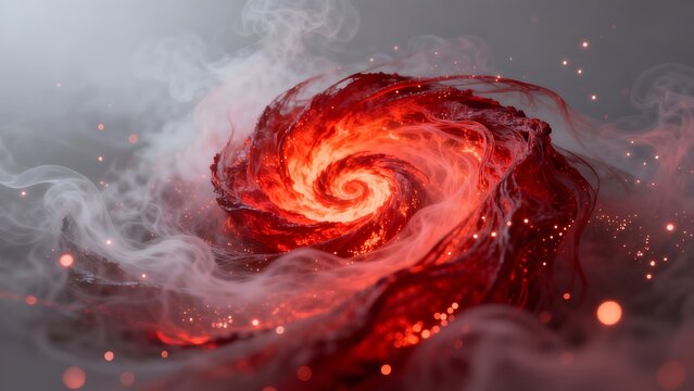 Abstract swirling red and white energy