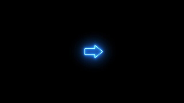 Glowing Neon Blue Arrow Symbol Pointing to the Right on a Deep Black Background with Subtle Light Diffusion Effect Representing Direction Forward or Next Step in a Digital Interface or Concept