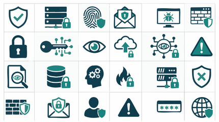 Cybersecurity and Data Protection Icon Set for Digital Security Concepts © Howtrek