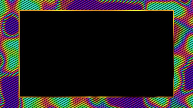 Luxury Gold Frame with Psychedelic Rainbow Textured Background