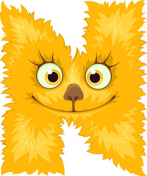 Alphabet letter N. Font of cute monster.	
