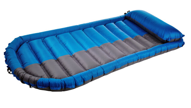 Isolated inflatable camping sleeping pad with integrated pillow, comfortable outdoor gear