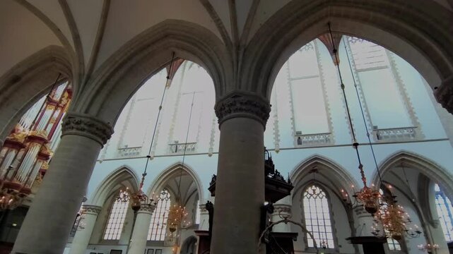 HAARLEM, NETHERLANDS - MAY 12 2026: Interior of the Saint Bavo Cathedral