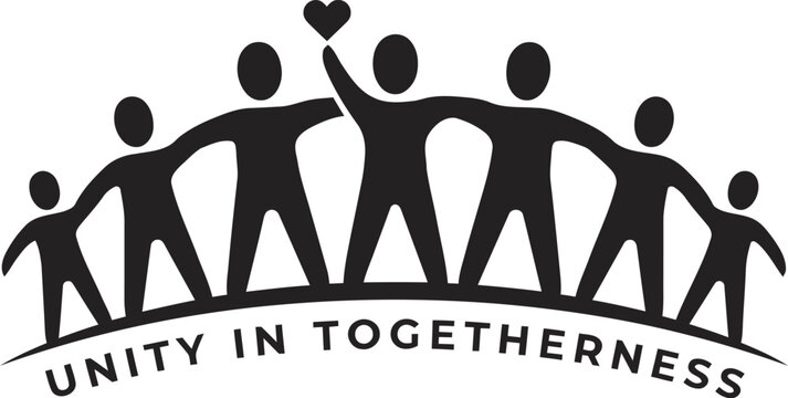 Diverse group of people holding hands with heart above Keywords: unity, togetherness, people