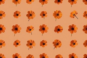 Fototapeta premium An orange flower pattern on an orange background
