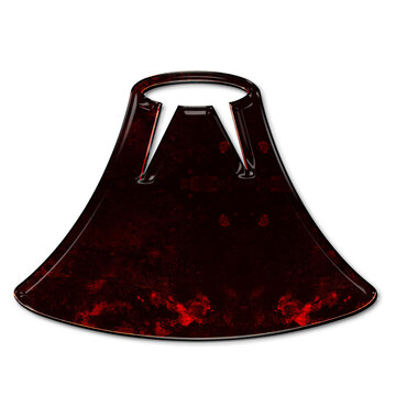 Dark red, metallic bell shape, industrial design element, abstract object