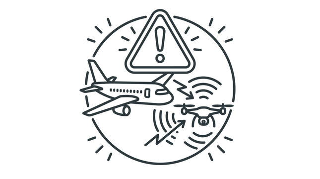 Drone Signal Interference With Aviation Aircraft Icon