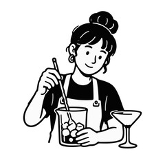 Fototapeta premium Professional Bartender Shaking Cocktail with Cocktail Shaker Vector Illustration