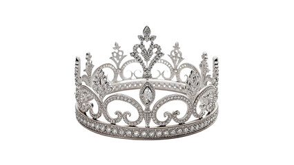 Elegant sparkling silver tiara crown jewelry accessory for royalty isolated on transparent background © Arina