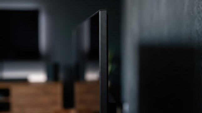 Screen Edge with Reflection and Background Blur Featuring Technology, Display, Monitor with Device and Modern Elements for Sleek, Black Projects