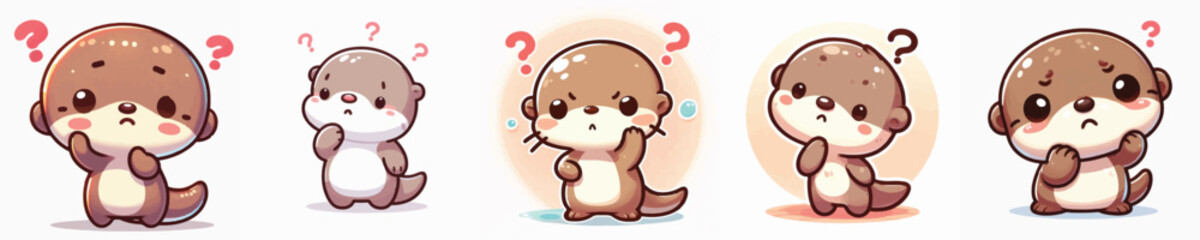 Vector of a cute cartoon otter character confusing and scratching its head © FirdianKrisna